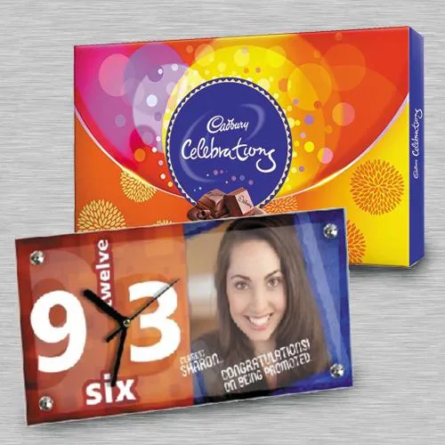 Admirable Personalized Photo Table Clock n Cadbury Celebrations