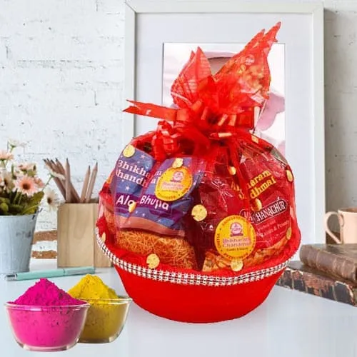 Mesmerizing Munches Gift Basket for Holi