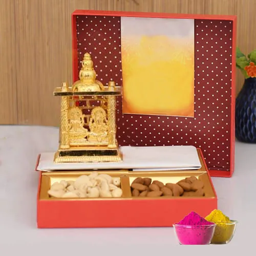Marvelous Ganesh Laxmi Mandap with Dry Fruits Gift Combo