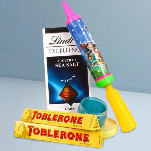 Awesome Choco Delight of Lindt n Toblerone with Holi Accesories