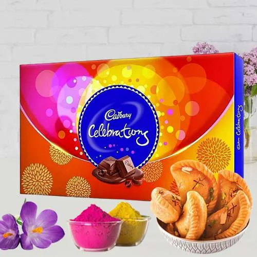 Fun Filled Haldiram Gujiya n Assorted Cadbury Chocolates for Holi Gift