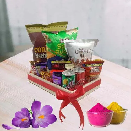 Awesome Connoisseurs Selection Hamper with Herbal Gulal for Holi