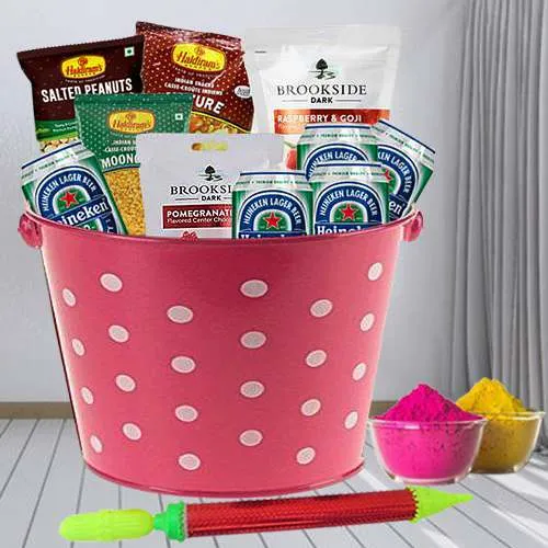 Impressive Gourmets Treat Basket with Holi Accessories