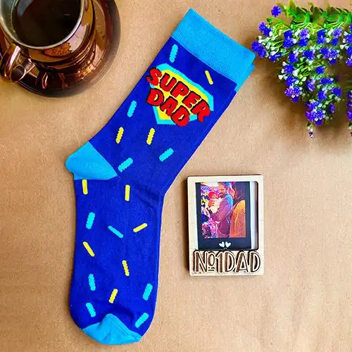 Stunning Super Dad Socks N Photo Frame Combo