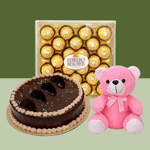 Yummy Chocolate Cake with Ferrero Rocher N Teddy