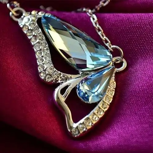 Fancy Crystal Butterfly Pendant Necklace