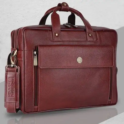 Trendy M Expandable Leather Laptop Bag for Men