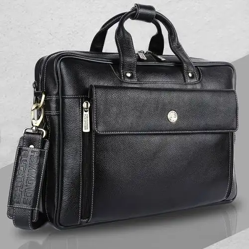 Classic Leather Expandable Laptop Bag for Men