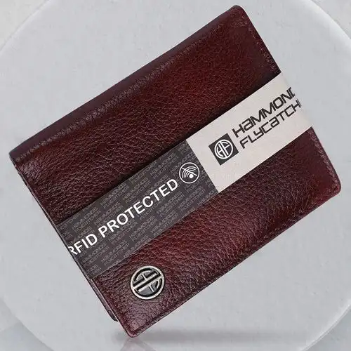 Fashionable RFID Protected Bi Fold Leather Mens Wallet