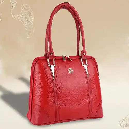 Impressive Red Leather Ladies Handbag