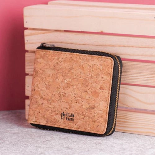 Trendy Eco Friendly Kiwi Cork Zip Wallet