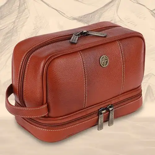 Sleek Leather Toiletry Bag