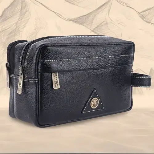 Stylish Mens Leather Toiletry Organizer Bag