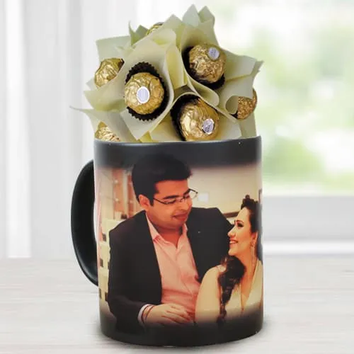 Amazing Ferrero Rocher Bouquet in Personalized Photo Magic Mug