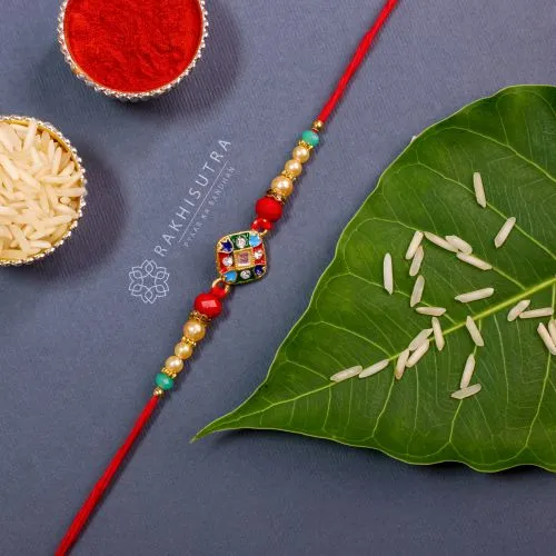 Charming Pearl N Kundan Work Rakhi