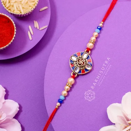 Gorgeous Kundan Swastik Rakhi