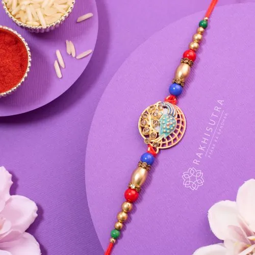 Beautiful Peacock Kundan Rakhi