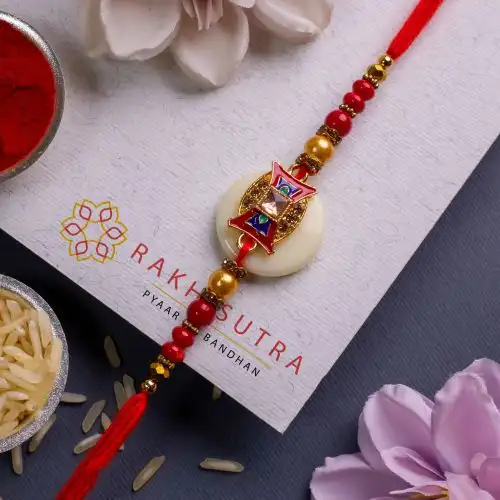 Pretty Kundan Rakhi for Brother