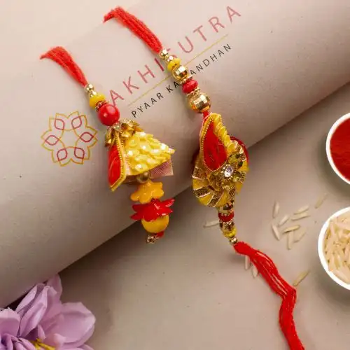 Beautiful Zardosi Bhaiya Bhabhi Rakhi Set