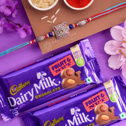 Stunning Kundan Rakhi N Cadbury Chocolate Duo