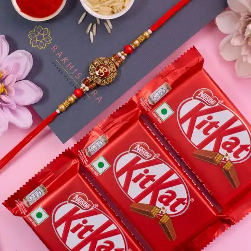 Elegant OM Rakhi N Kitkat Combo