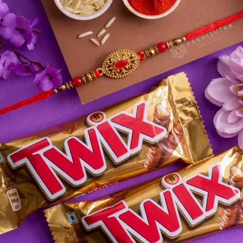 Beautiful Kundan Rakhi N Twix Combo