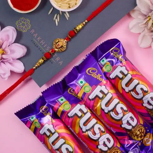 Amazing Kundan Rakhi N Cadbury Fuse Combo