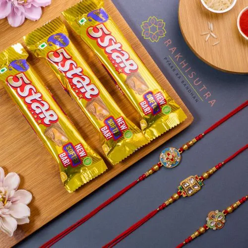 Stunning Kundan Rakhi Set N Five Star Combo