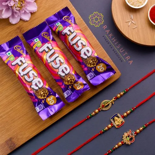 Beautiful Rakhi Set N Cadbury Fuse Combo