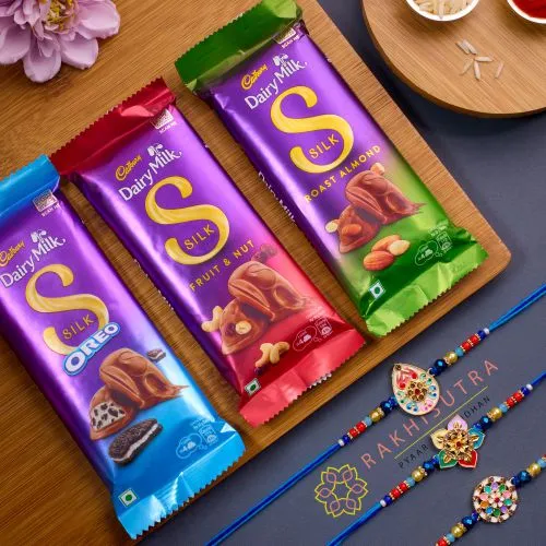 Charming Kundan Rakhi N Cadbury Treat