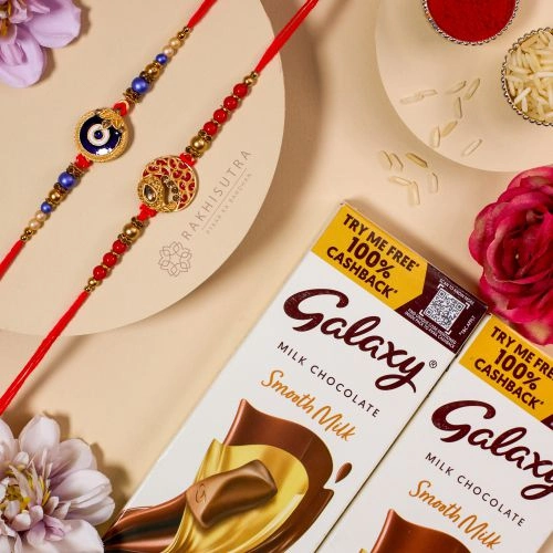 Amazing Rakhi N Galaxy Milk Chocolates Combo