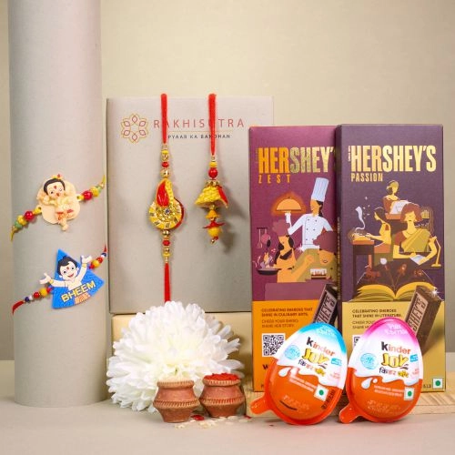 Beautiful Family Rakhi Set N Chocolate Delights