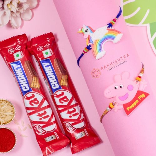 Pretty Kids Rakhi Set N KitKat Delight