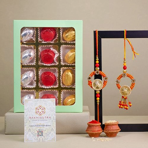 Impressive Bhaiya Bhabhi Rakhi N Homemade Chocolates Combo