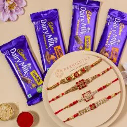 Beautiful AD Rakhi Set N Cadbury Chocolate Combo