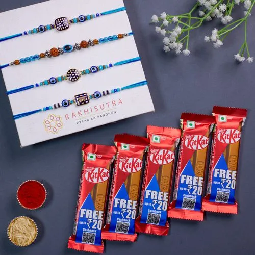 Beautiful Evil Eye Rakhi Set N KitKat Delight