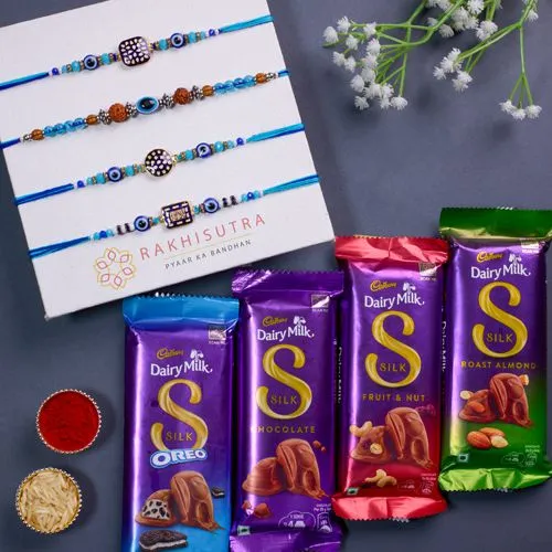 Graceful Evil Eye Rakhi Set N Cadbury Combo