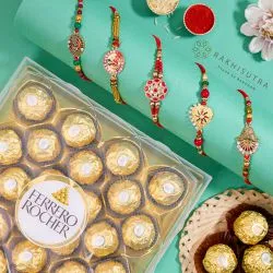 Stylish Kundan Rakhi N Rocher Delight