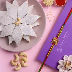 Premium Kundan Rakhi N Kaju Katli Combo