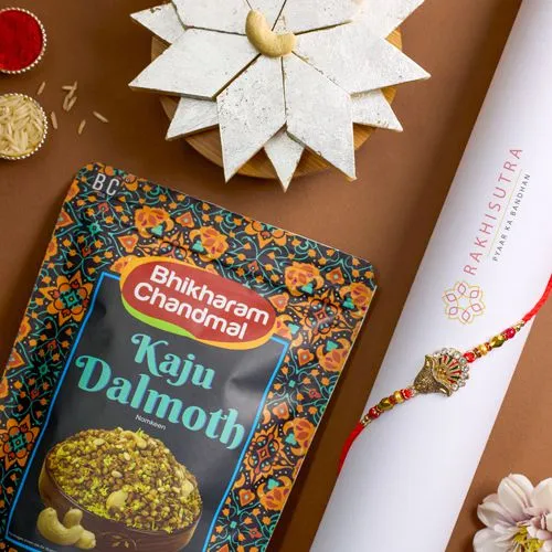 Kundan Rakhi N Delicious Kaju Treats Box