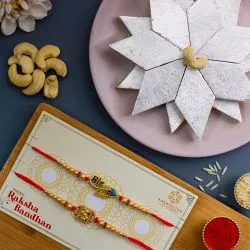 Premium Rakhi N Kaju Katli Treat Combo