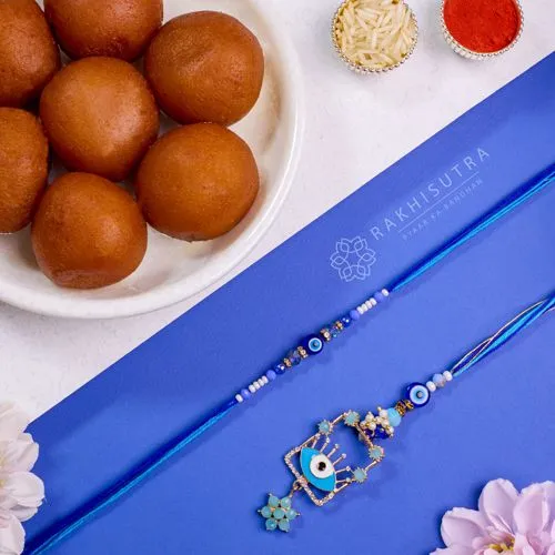 Fantastic Evil Eye Bhaiya Bhabhi Rakhi N Gulab Jamun Combo