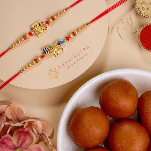 Elegant Rakhi Duo  N  Festive Sweet Box