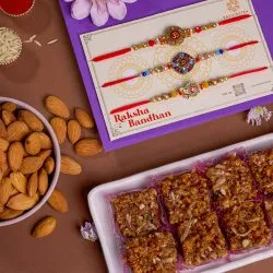 Festive Rakhi with Dodha Barfi N Almond Delight