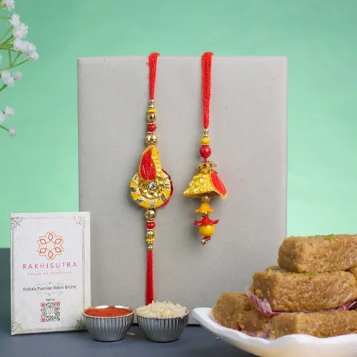 Amazing Zardosi Rakhi N Milk Cake Treat