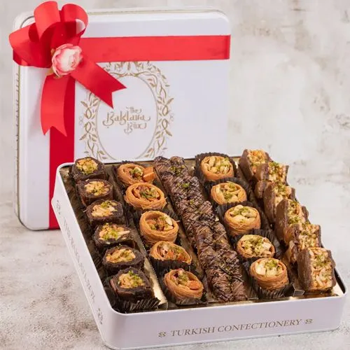 Premium Rakhi Gift Box  Assorted Baklavas  N  Kunafas