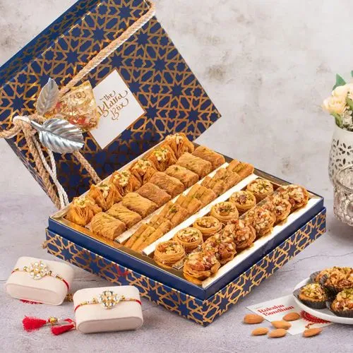 Delightful Baklava  N  Elegant Rakhis Gift Box