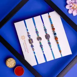 Stylish Evil Eye Kundan Rakhi Set