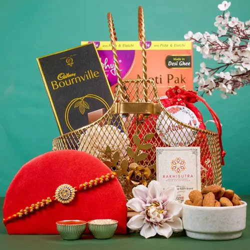 Kundan Rakhi Celebration Gift Hamper