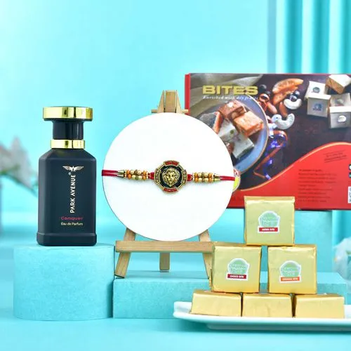 Elegant Rakhi with Treats  N  Cologne Combo